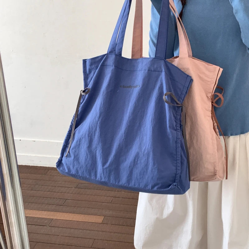 Women's Korean Style Drawstring Tote Bag – Large Shoulder Bag Shoulder Tote Bag Nixie