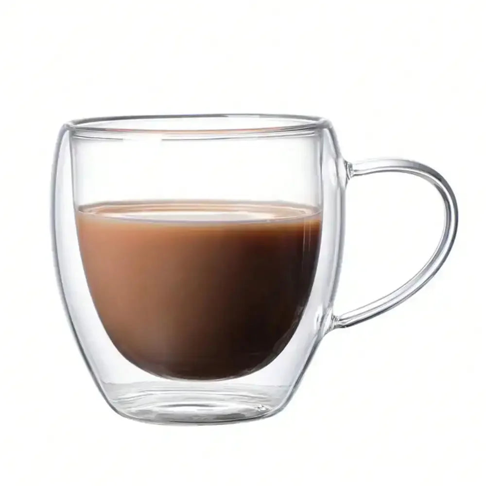 Double Wall Glass Coffee Cup with Handle 250ml | 1 or 2 Pack Glass Coffee Cup Nixie