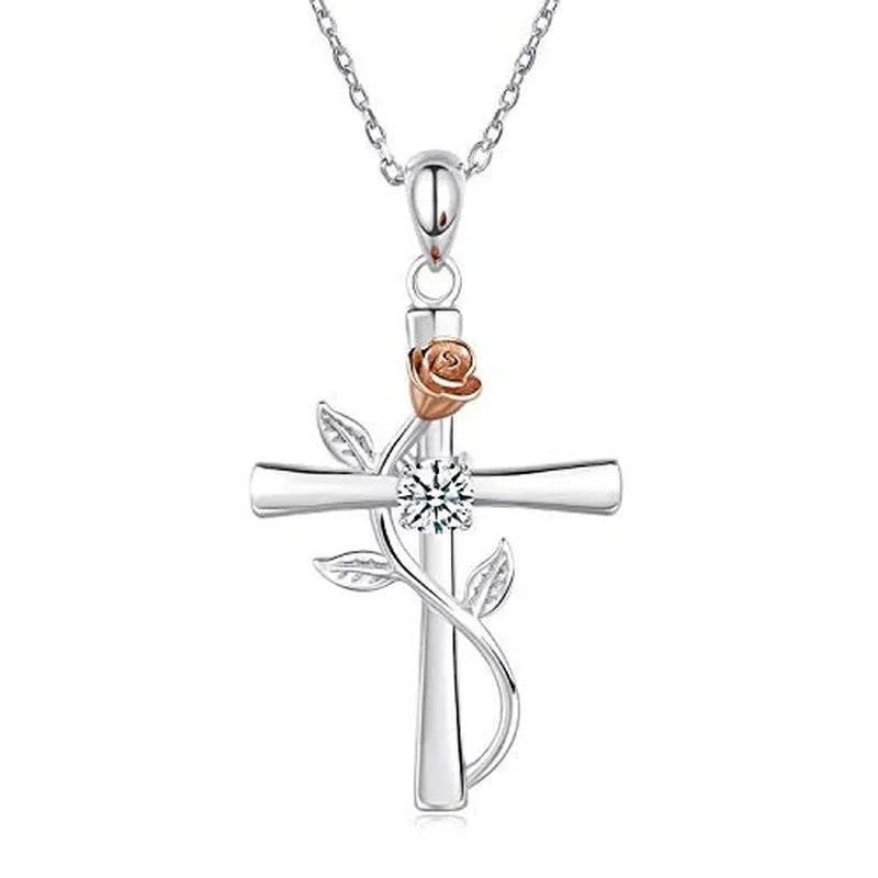 Glass Cross Pendant Necklace – Turquoise Vintage Style Women Pendant Necklace Nixie White