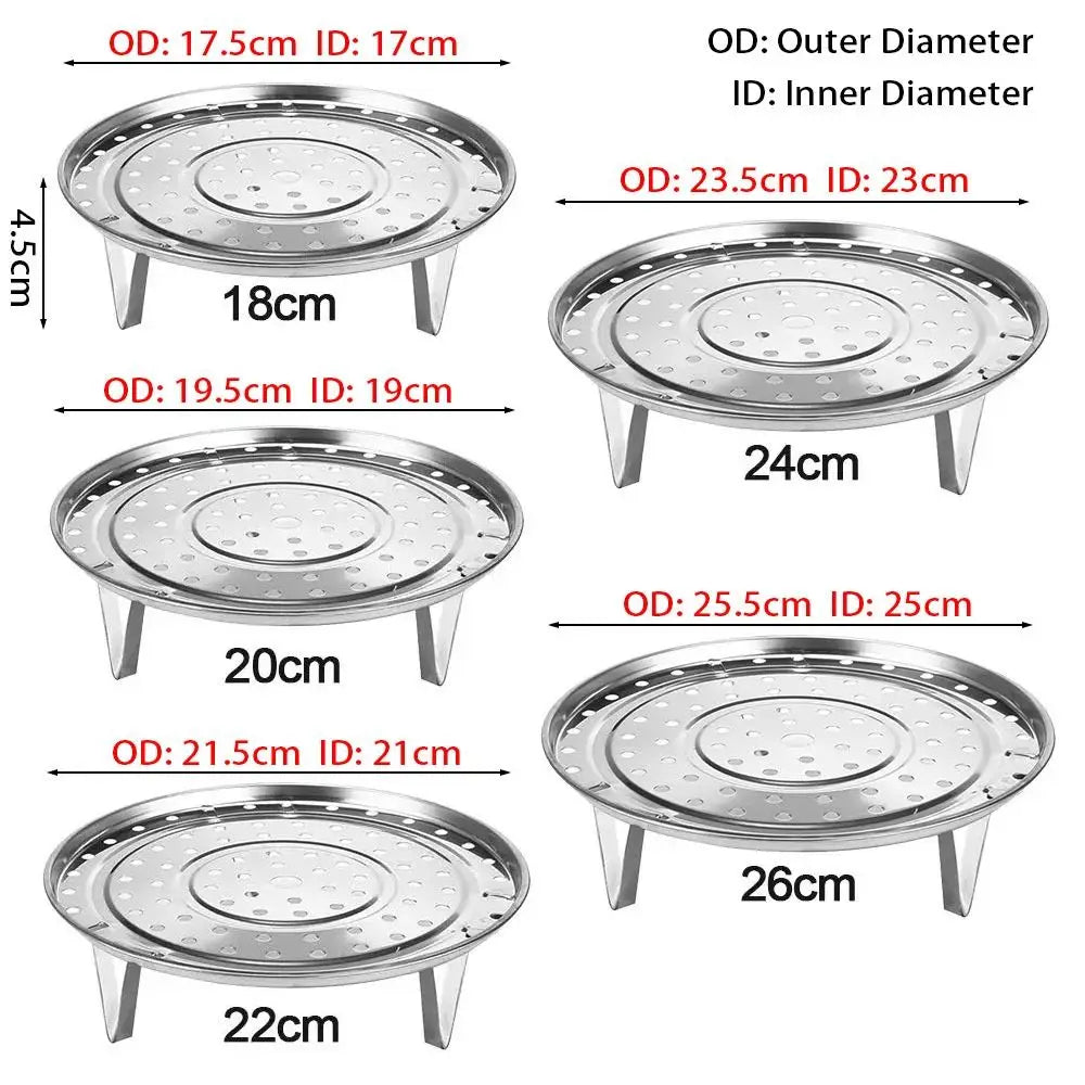 Stainless Steel Steaming Rack Stand – Multi-Size Kitchen Tray