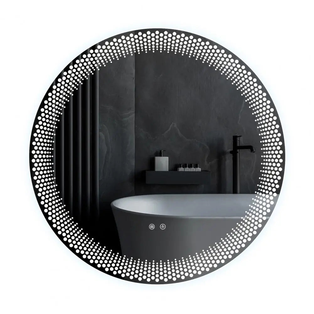 Round LED Bathroom Mirror – Anti-Fog, Dimmable, 3 Color Temps