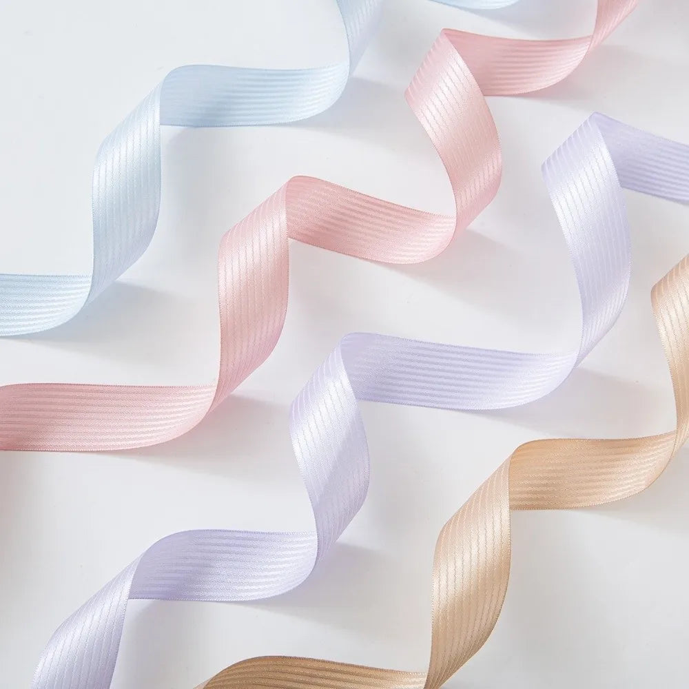 Double-Sided Satin Ribbon 2.5cm – Stripe & Solid, 10 Yards