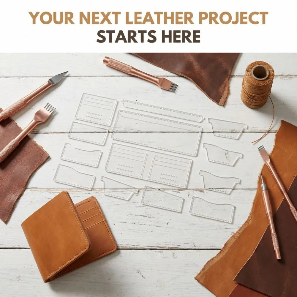 Acrylic Wallet Template – Transparent Leather Pattern & Punch Marks