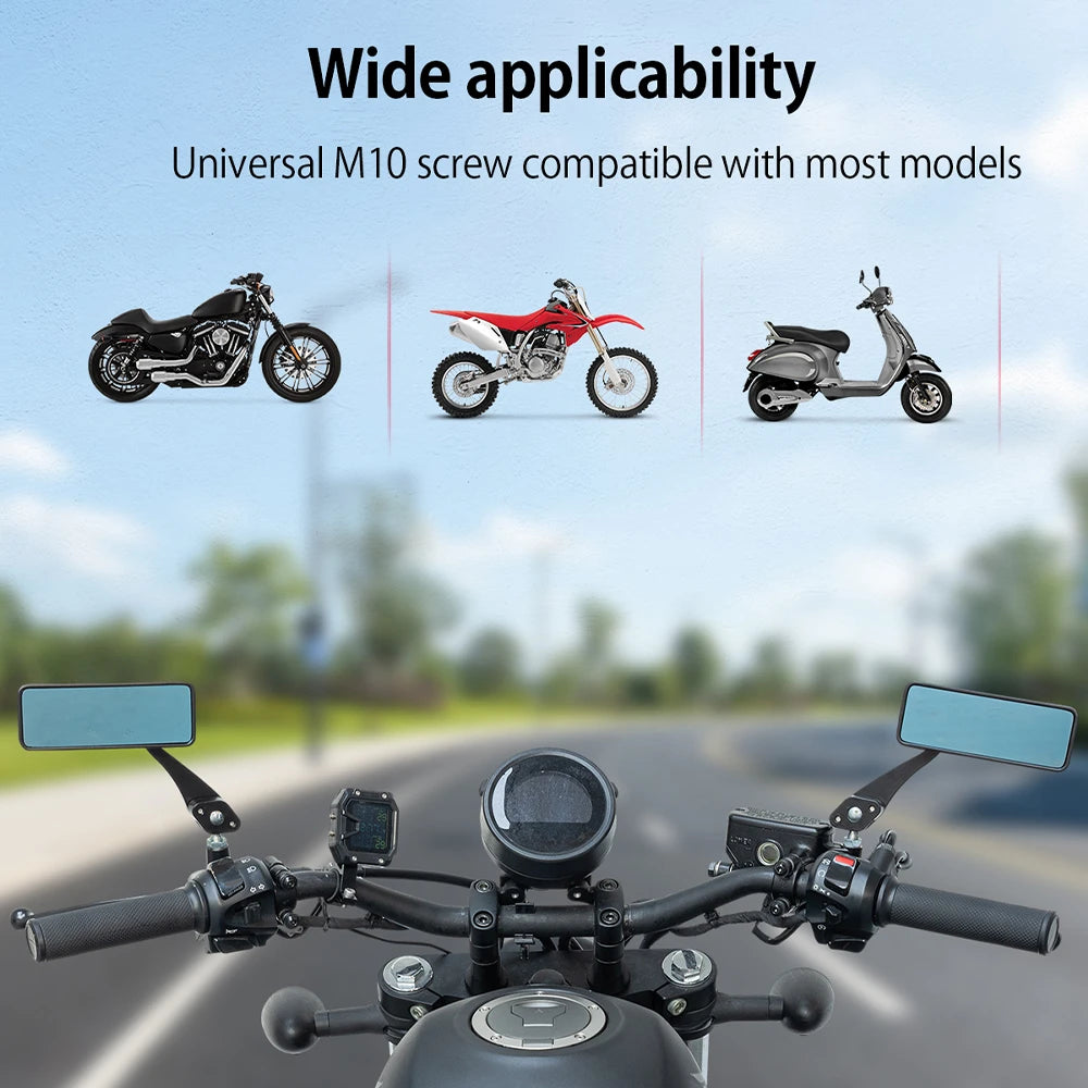 Universal M10 Square CNC Aluminum Motorcycle Rear View Mirrors Motorcycle Side Mirrors Nixie
