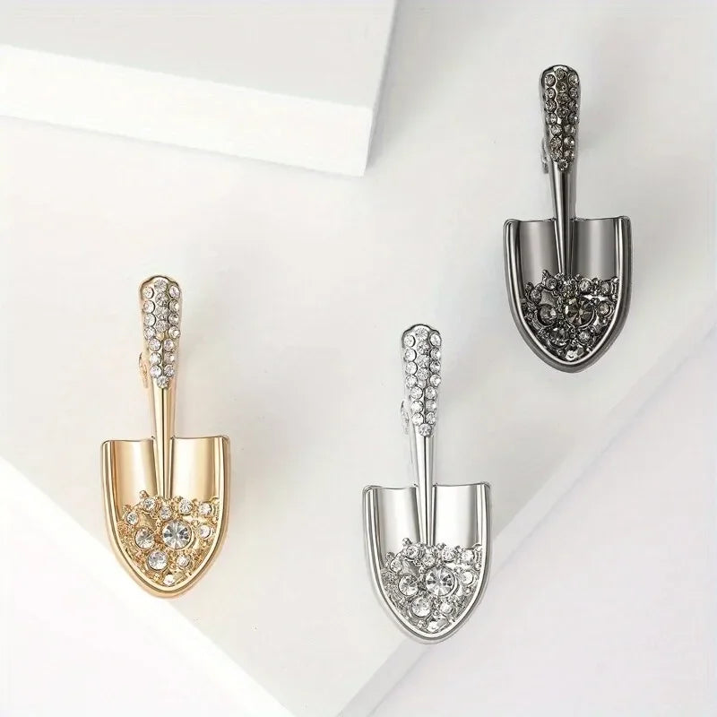 Creative Shovel Brooch Pin | Black Electroplated Zinc Alloy Fashion Brooch Pin Nixie