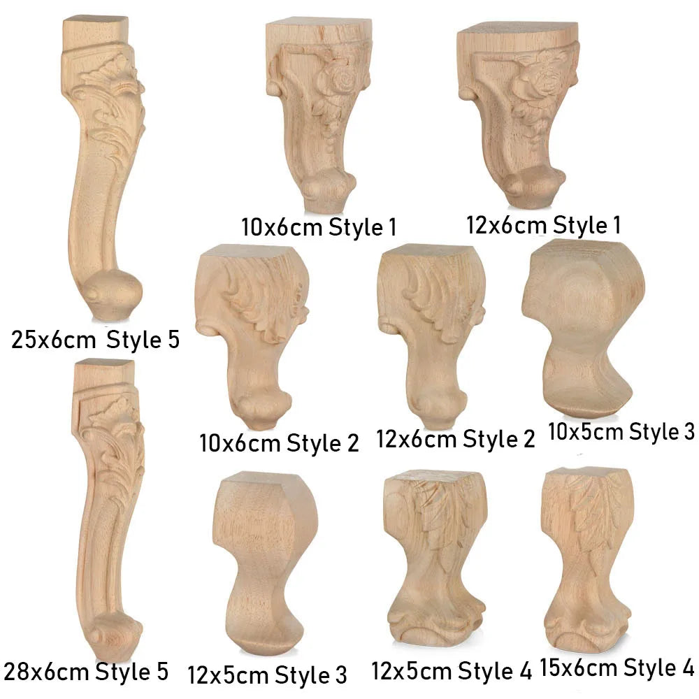 Vintage European Wood Carved Furniture Legs & Cabinet Feet Wood Furniture Legs Nixie