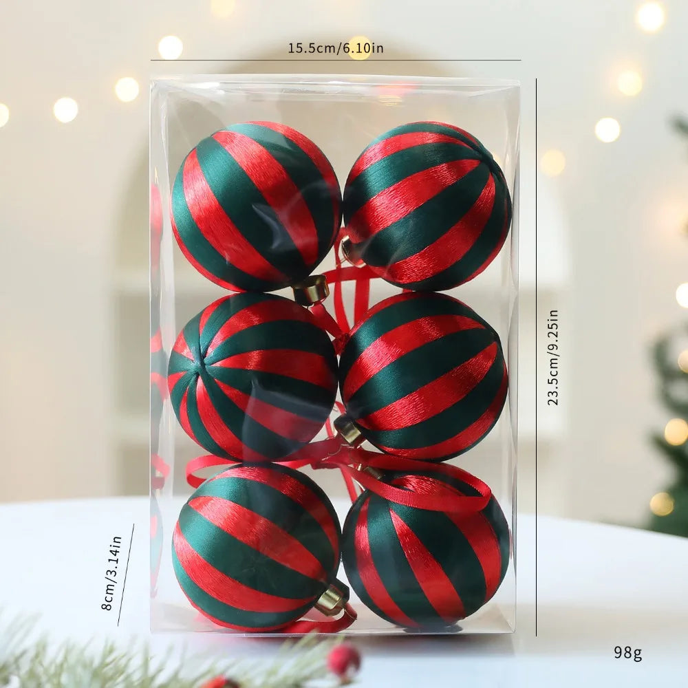 6-Piece Multicolor Christmas Ball Ornaments Set – 8cm Baubles Christmas Ornament Set Nixie A 1.5cm