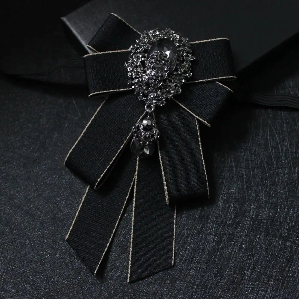 Luxury Rhinestone Handmade Bow Tie – Crystal Ribbon Bowtie