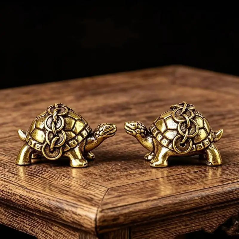 Solid Brass Mini Turtle Figurine | Antique Tea Pet Ornament
