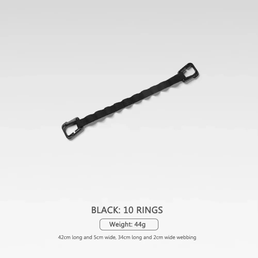Camping Clothesline Strap with Rings – Portable Hanging Rope Camping Clothesline Strap Nixie Black 10 Ring