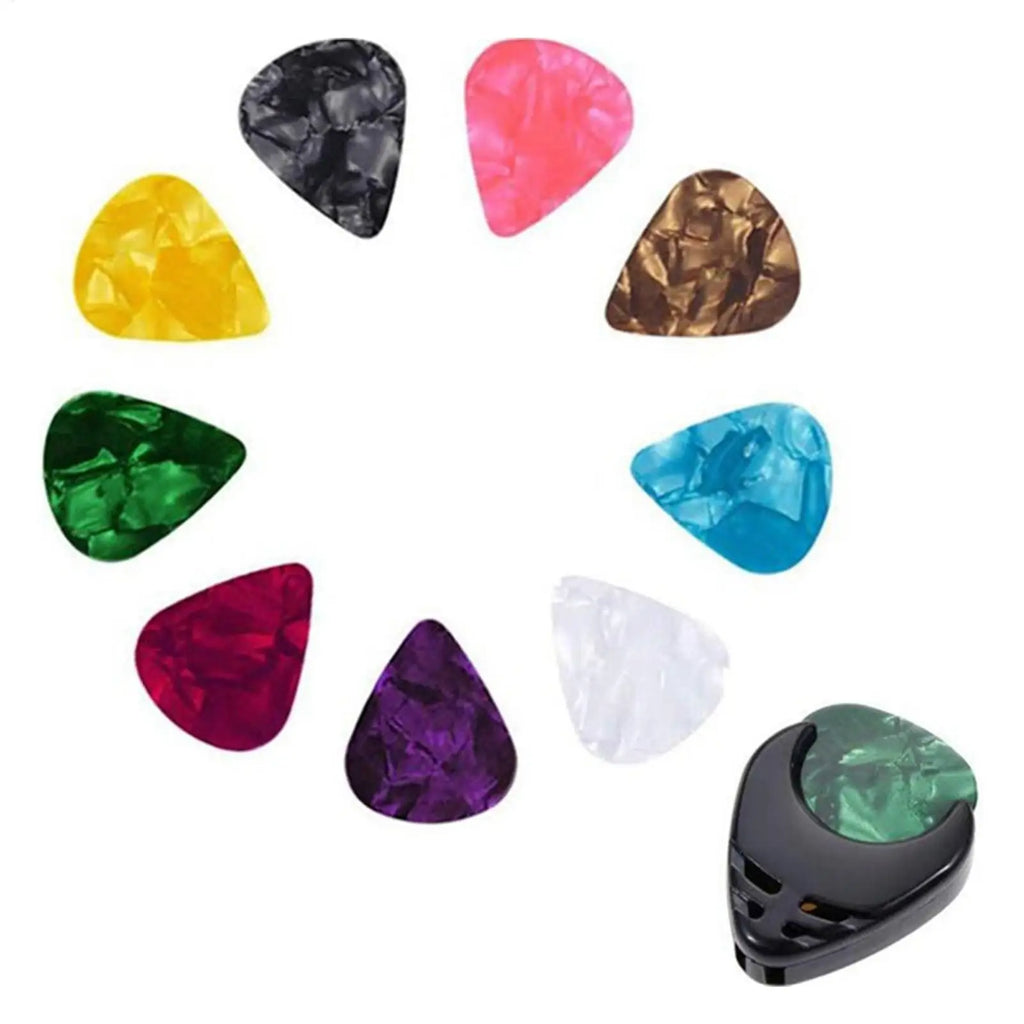 10-Piece Colorful Guitar Picks Set with Plectrum Holder