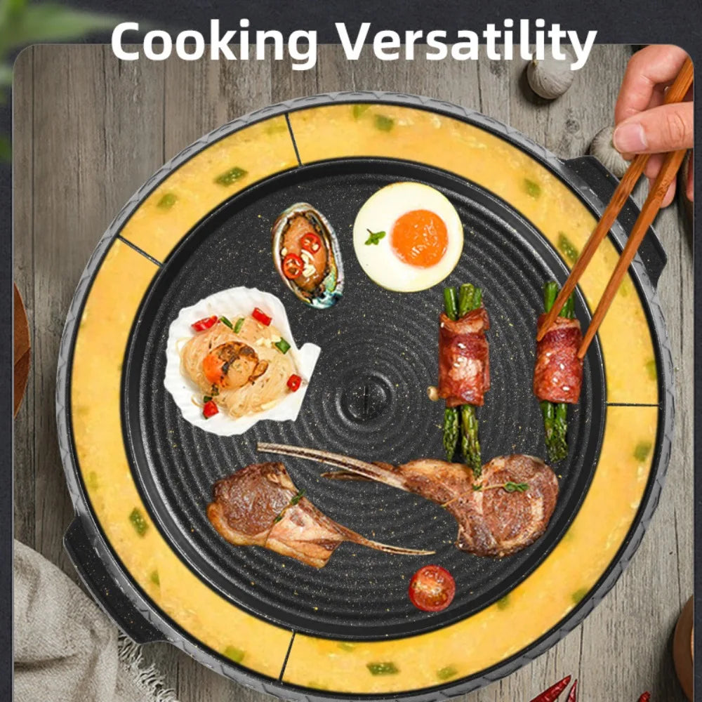 KOSUN Round Nonstick Smokeless Grill Pan – Indoor & Outdoor BBQ Nonstick Grill Pan Nixie