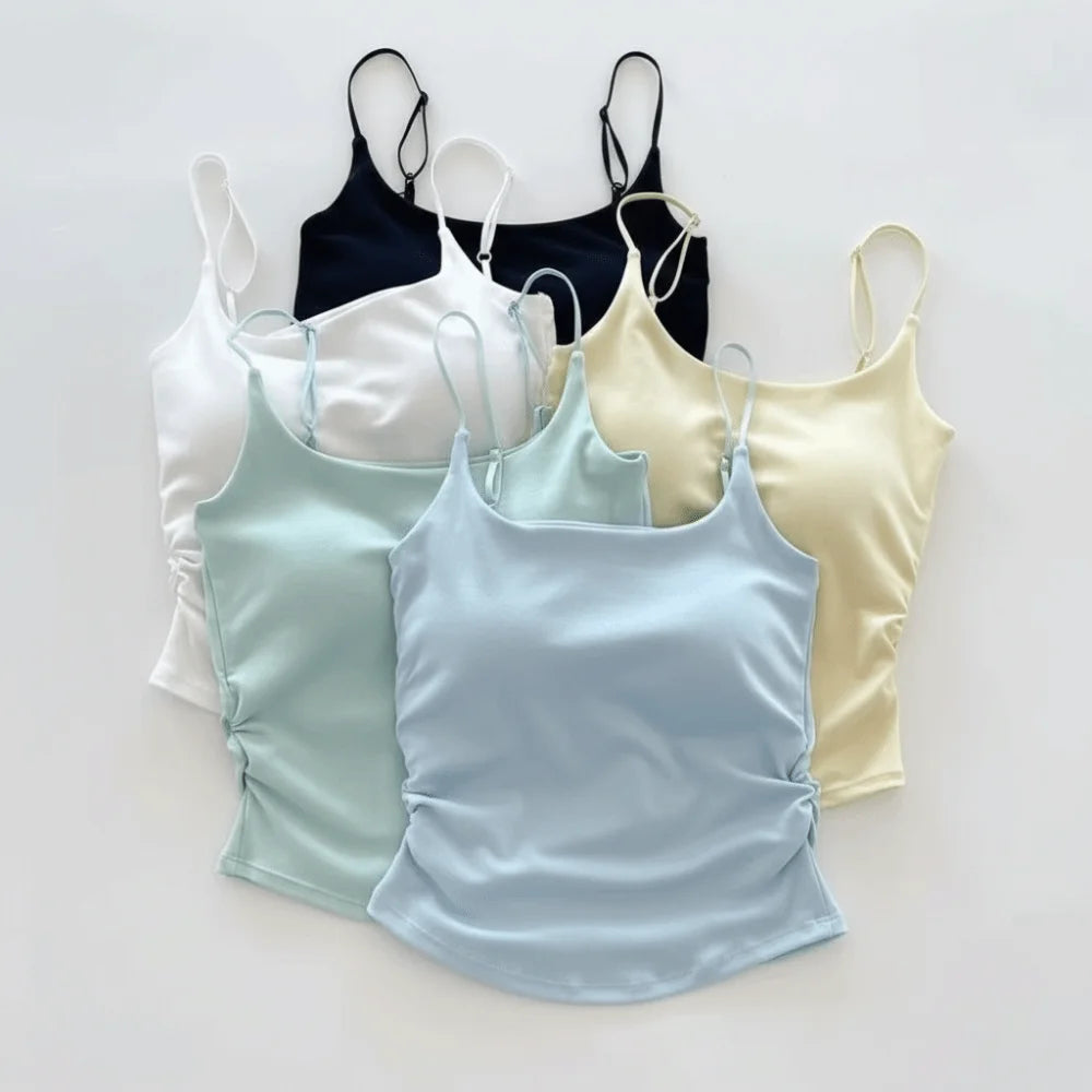 Women's Padded Camisole Sleeveless Vest Slim Fitted Tank Top Padded Camisole Tank Top Nixie