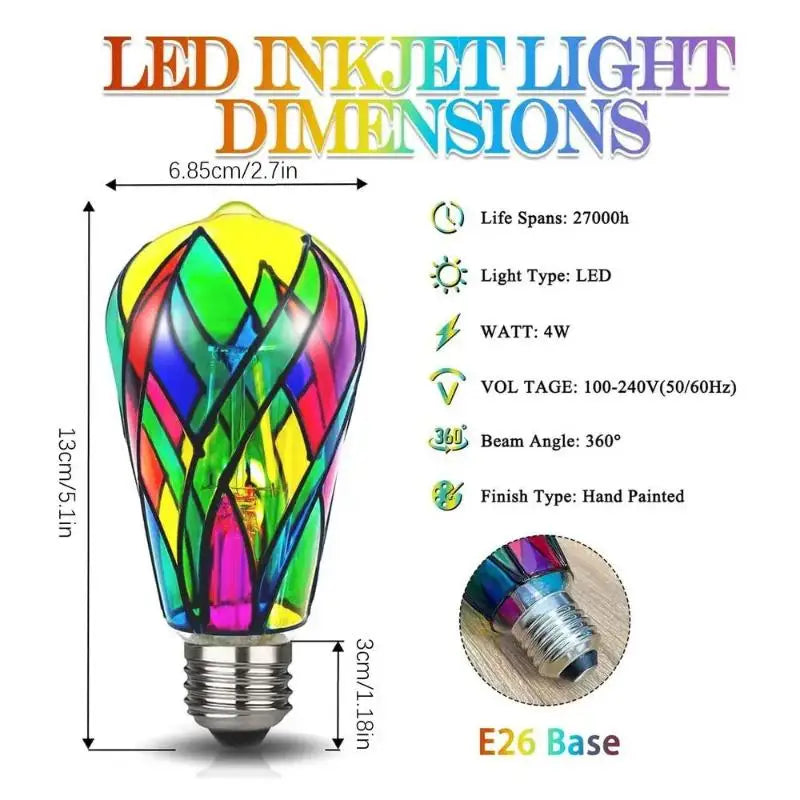 4W ST64 LED Mosaic Stained Glass Night Lamp – E26 Décor Bulb Decorative LED Bulb Nixie