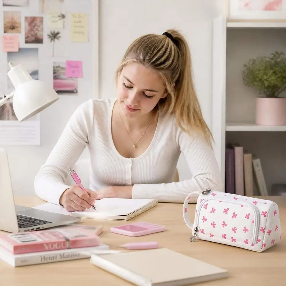 Large Canvas Pencil Case – Big Capacity Multifunctional Pouch
