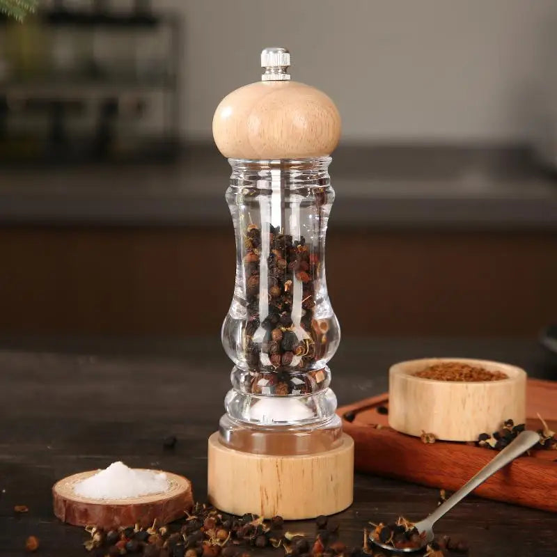 Acrylic & Oak Salt & Pepper Grinder – Adjustable Coarseness
