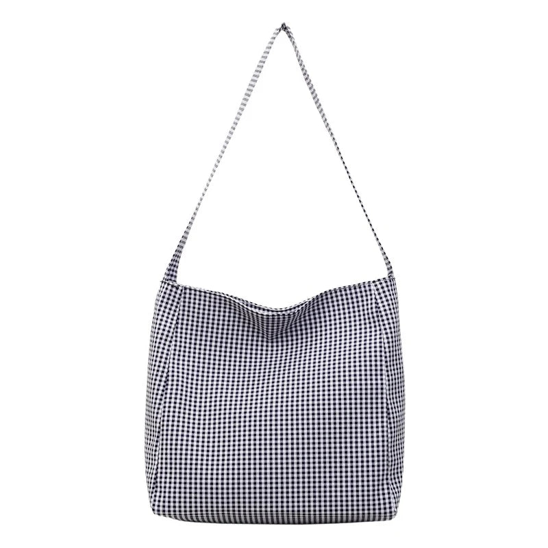 Women's Plaid Canvas Tote Bag – Large Capacity Shopping Bag Canvas Tote Bag Nixie
