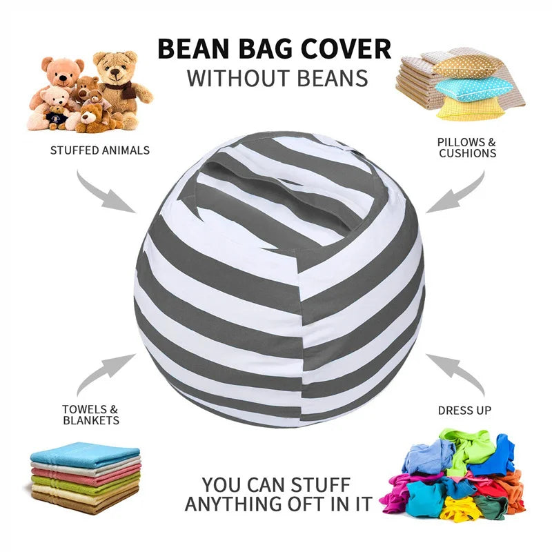 Fillable Animal Bean Bag Chair Cover | Zippered Canvas Storage