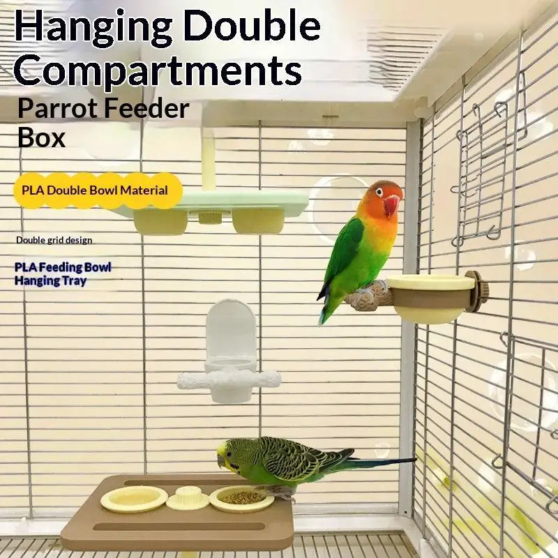 Parrot Hanging Dual Feeder Bowl – Food-Safe PLA Bird Accessory Bird Feeder Bowl Nixie