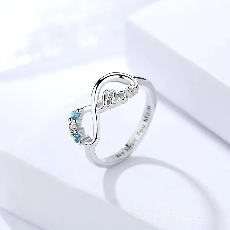 Blue Crystal Infinity Ring – Adjustable Punk Geometric Ring Sz 6-10 Fashion Ring Nixie