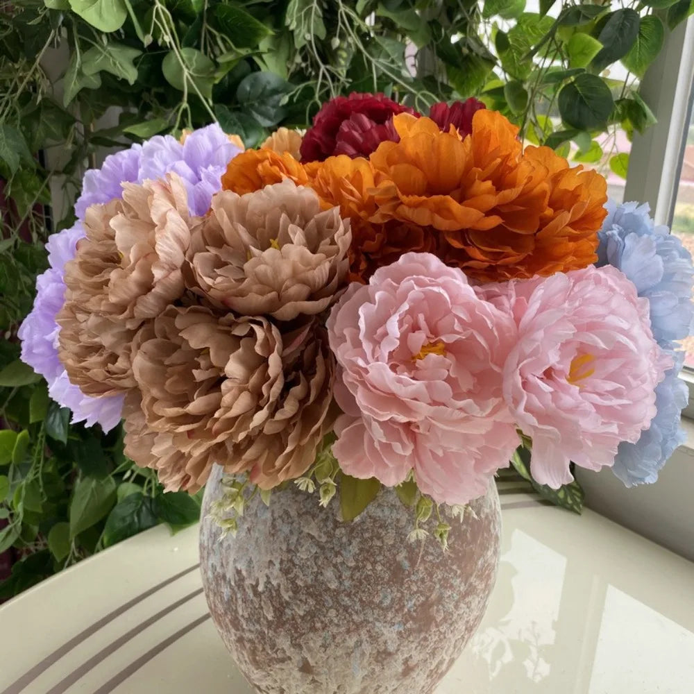 42CM Silk Peony Bouquet 7-Head Artificial Flowers – Wedding Decor Artificial Flower Bouquet Nixie
