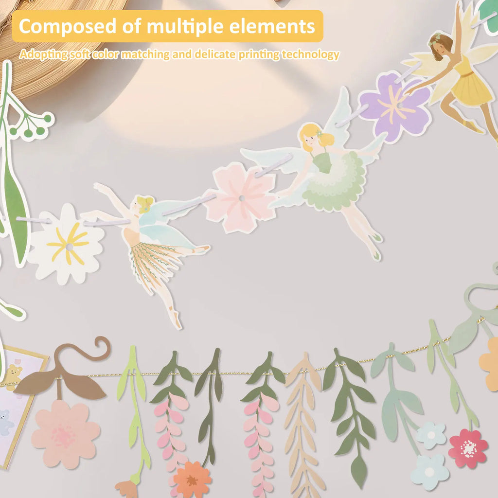 8Pcs Flower Fairy Banner Garland – Colorful Party Decoration Party Banner Garland Nixie