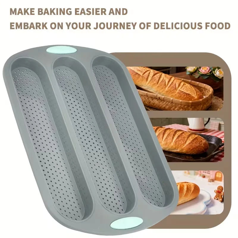 3-Cavity Silicone Bread Pan – Non-Stick Heat-Resistant Loaf Mold Silicone Bread Pan Nixie