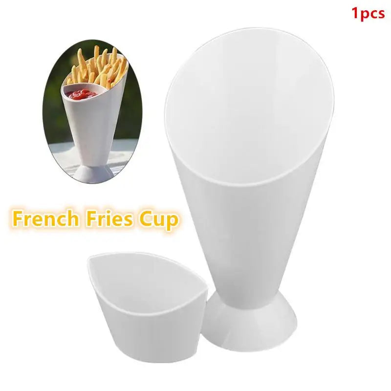 Dual-Cup Fries Holder & Sauce Dip Stand | Snack Cone Tray