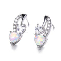Simulated Opal Heart Drop Earrings – Zinc Alloy White Crystal