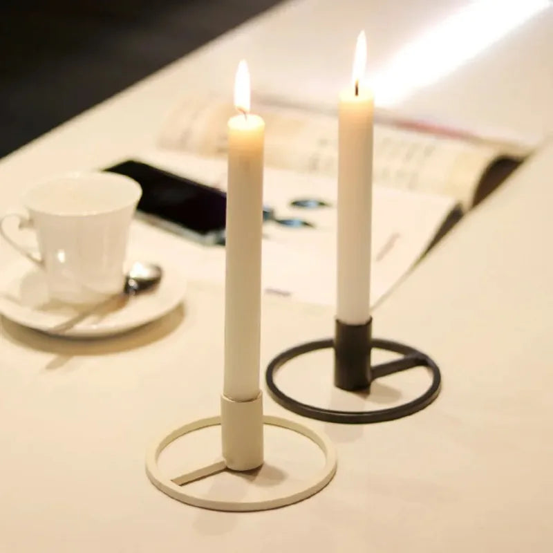 Nordic Metal Cone Candle Holder – Hollow Iron Base Home Decor