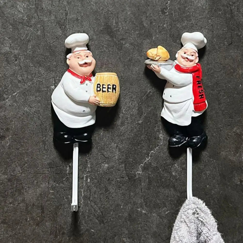 Cute Chef Shape Adhesive Wall Hook – No-Drill Kitchen Organizer