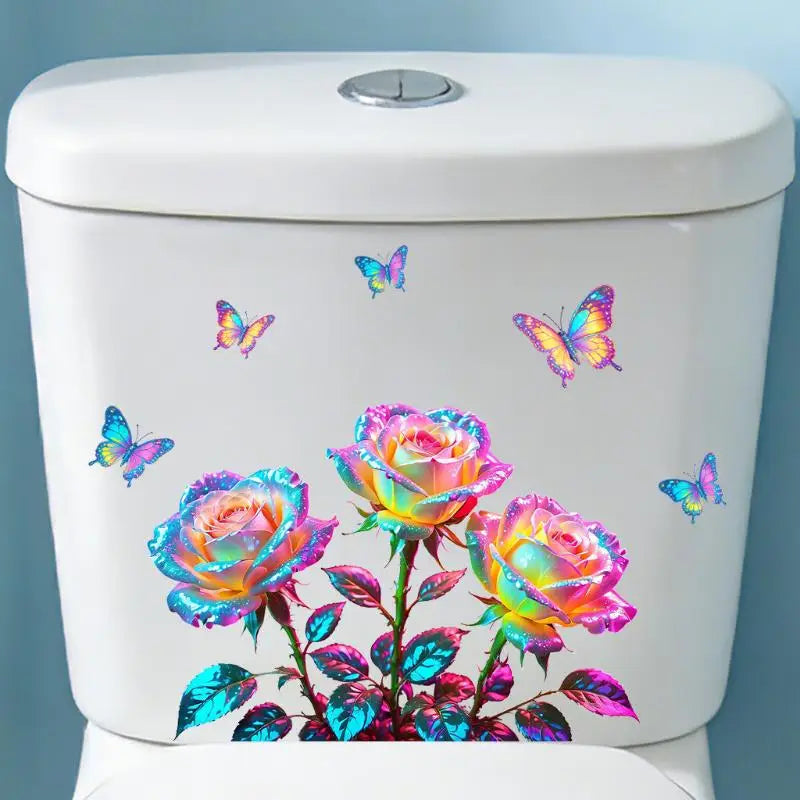 Glow-in-the-Dark Rose Toilet & Wall Decal Sticker | PVC Wall Decal Sticker Nixie