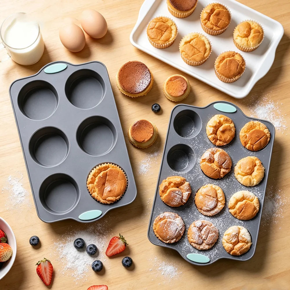 Silicone Muffin Pan 6 & 12-Cavity Non-Stick Cupcake Baking Mold Silicone Baking Pan Nixie