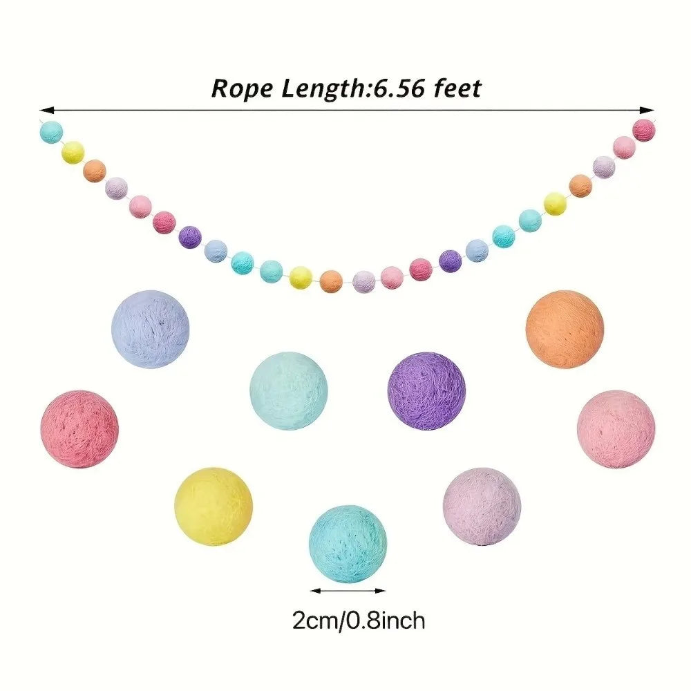 200cm Felt Ball Garland 24 Colorful Pompom Balls Party Décor Party Garland Decoration Nixie