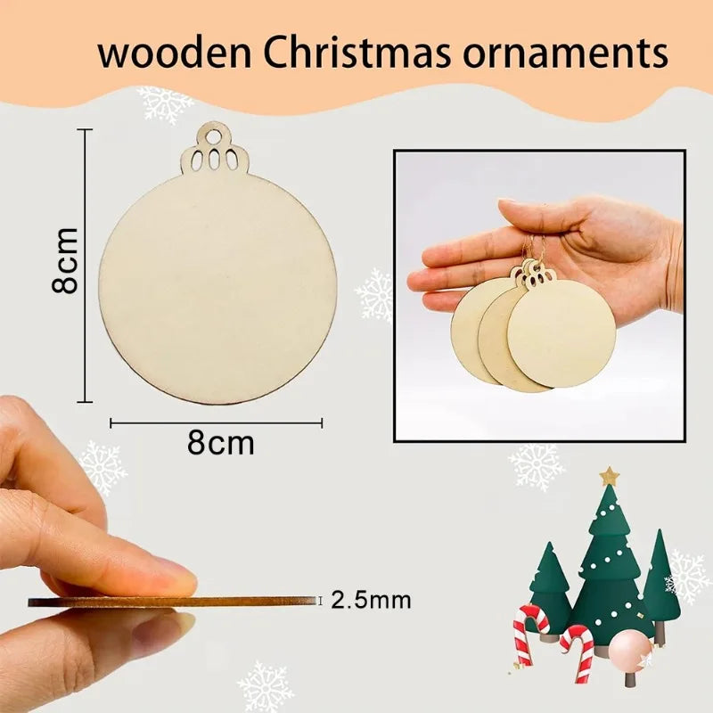 DIY Blank Wooden Christmas Ball Ornaments – Round Wood Baubles DIY Wood Ornaments Nixie