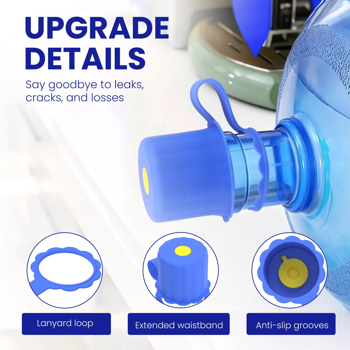 3-Pack Silicone 5 Gallon Water Jug Caps – Spill-Proof Lids Water Jug Caps Nixie