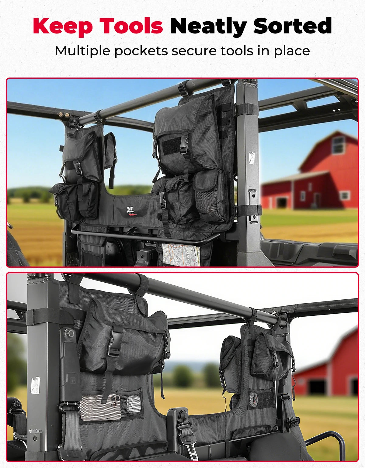 UTV Seat Back Storage Organizer – Polaris Ranger & Can-Am UTV Storage Organizer Nixie