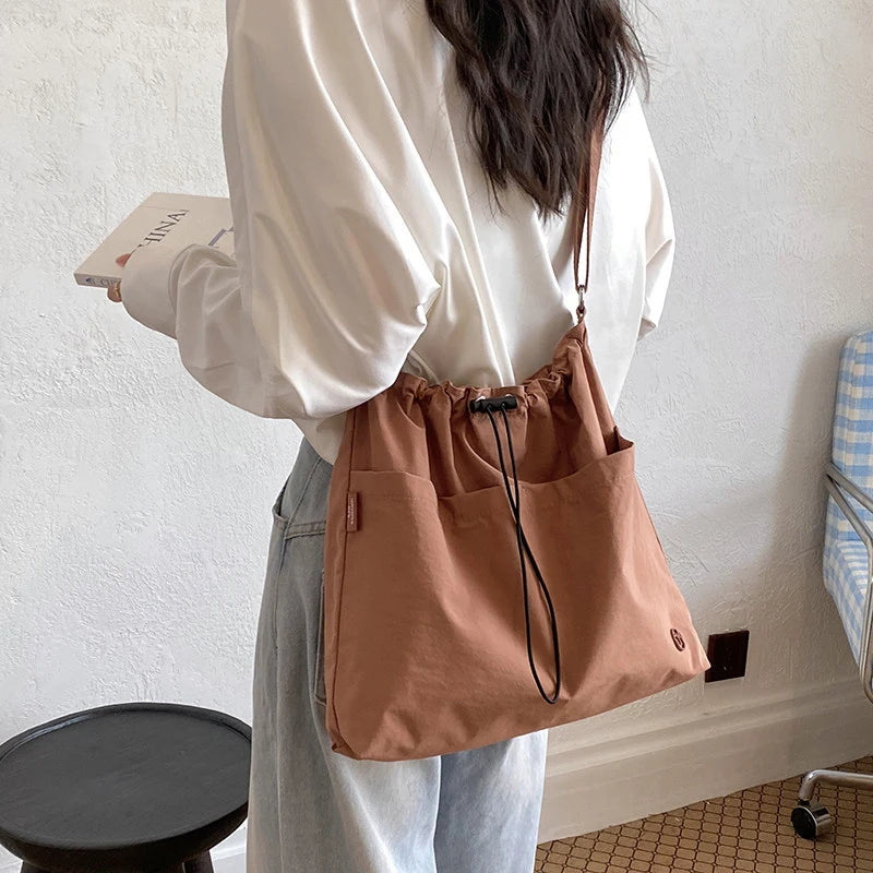 Women's Canvas Drawstring Bucket Bag – Large Capacity & Lightweight Canvas Bucket Bag Nixie