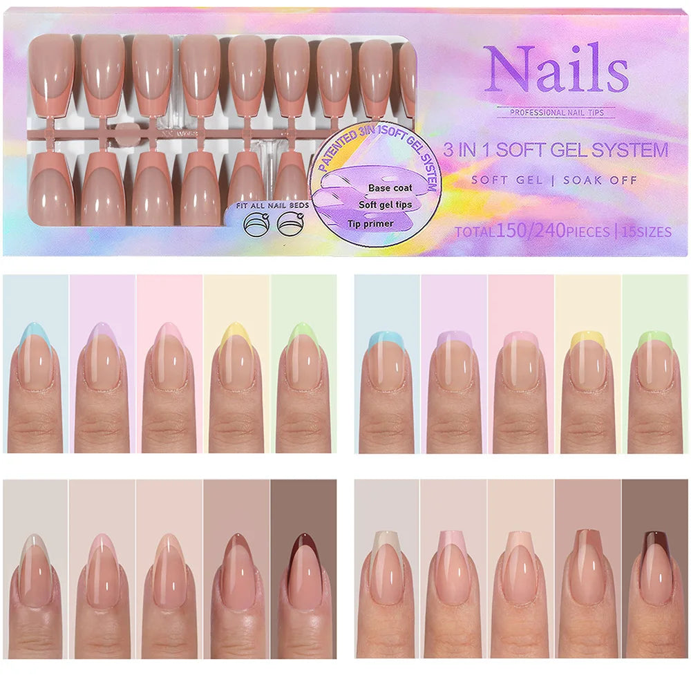 150pcs French Press On Nails – Medium Short Fake Nail Tips Press On Nails Nixie