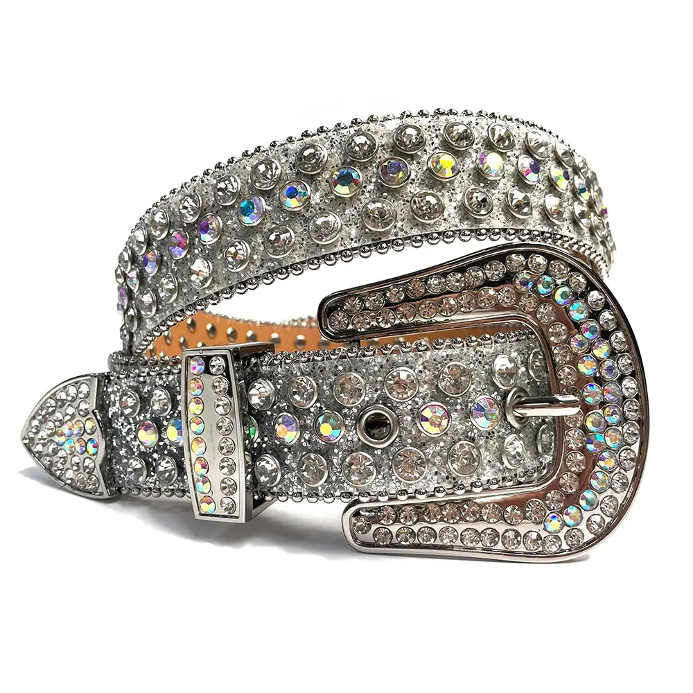 Women's Wide Rhinestone Belt – Luxury Faux Leather & Alloy Buckle Women's Fashion Belt Nixie