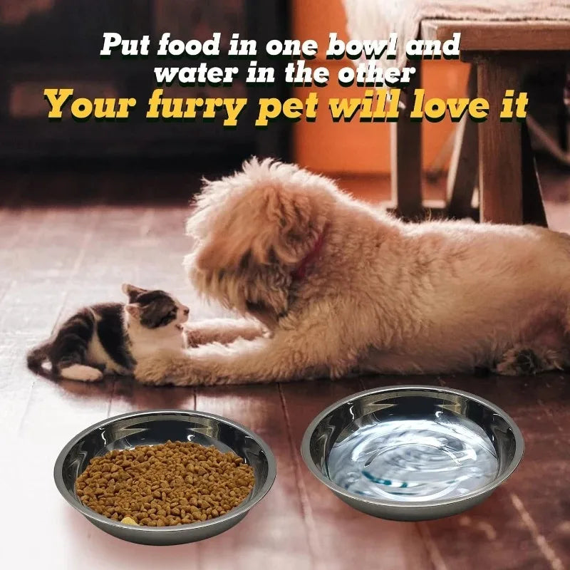 Stainless Steel Cat Bowls 2/6 Pcs – Non-Slip Wide Low-Profile