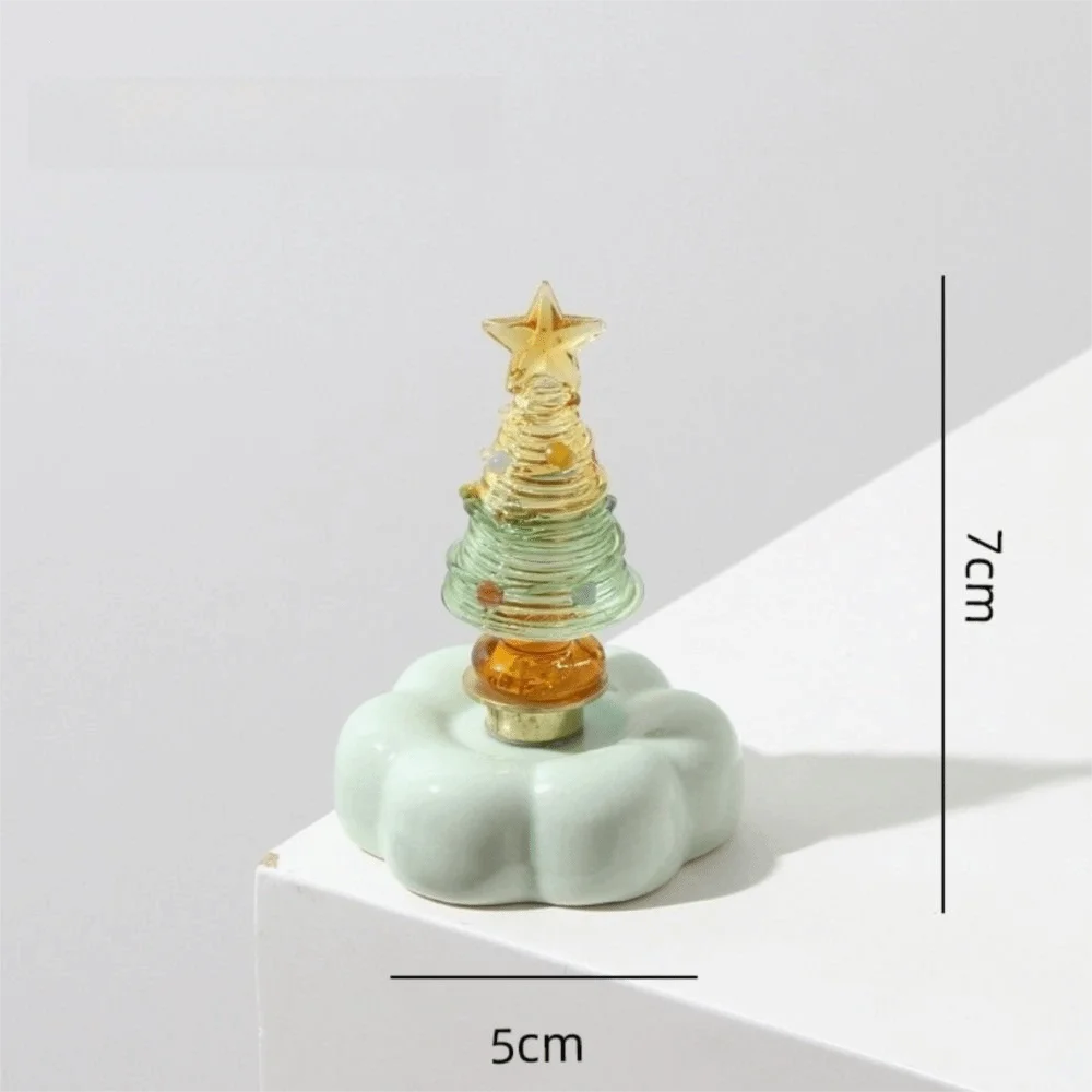 Glass Christmas Tree Figurine with Rotating Display Base