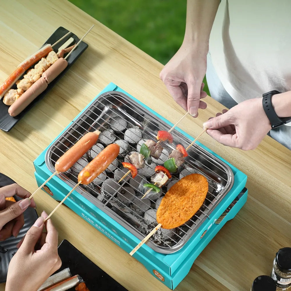 Portable Disposable Charcoal Grill Set – BBQ, Camping & Picnic Portable Charcoal Grill Nixie