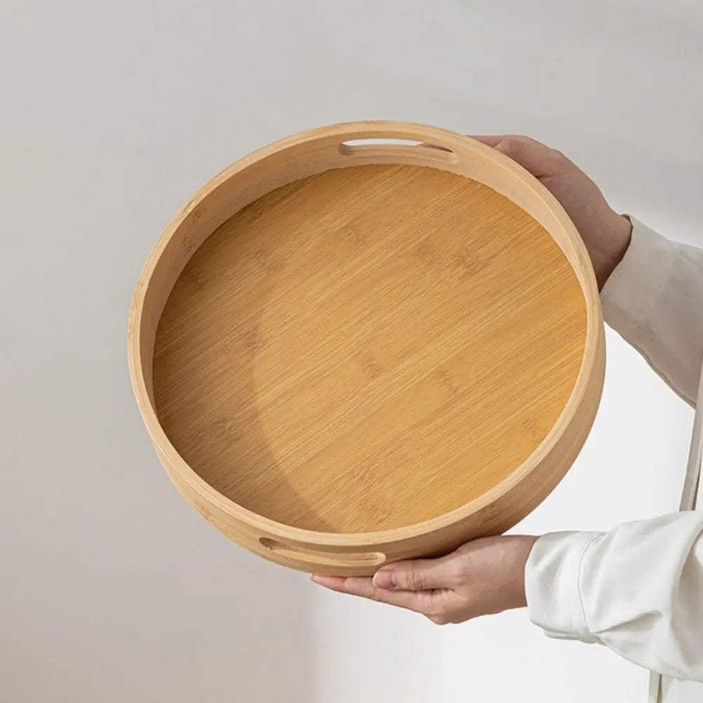 Round Wooden Serving Tray with Handle | 25–40CM Sizes Wooden Serving Tray Nixie