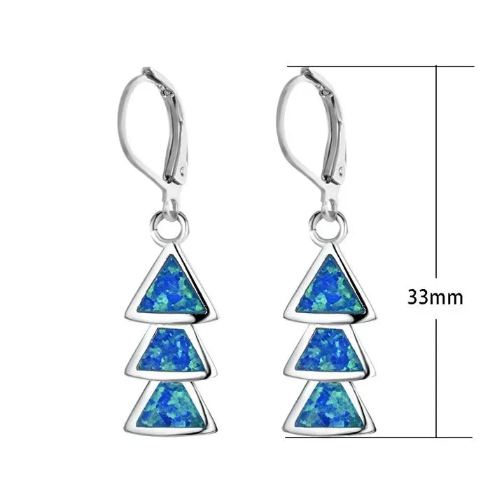 Crystal Triangle Drop Earrings – Vintage Blue Geometric Fashion Drop Dangle Earrings Nixie