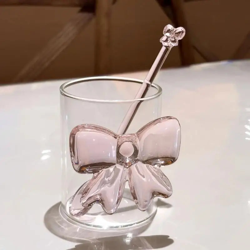 Pink Bow Glass Coffee Spoon – Long Handle Stirring Teaspoon Glass Stirring Spoon Nixie