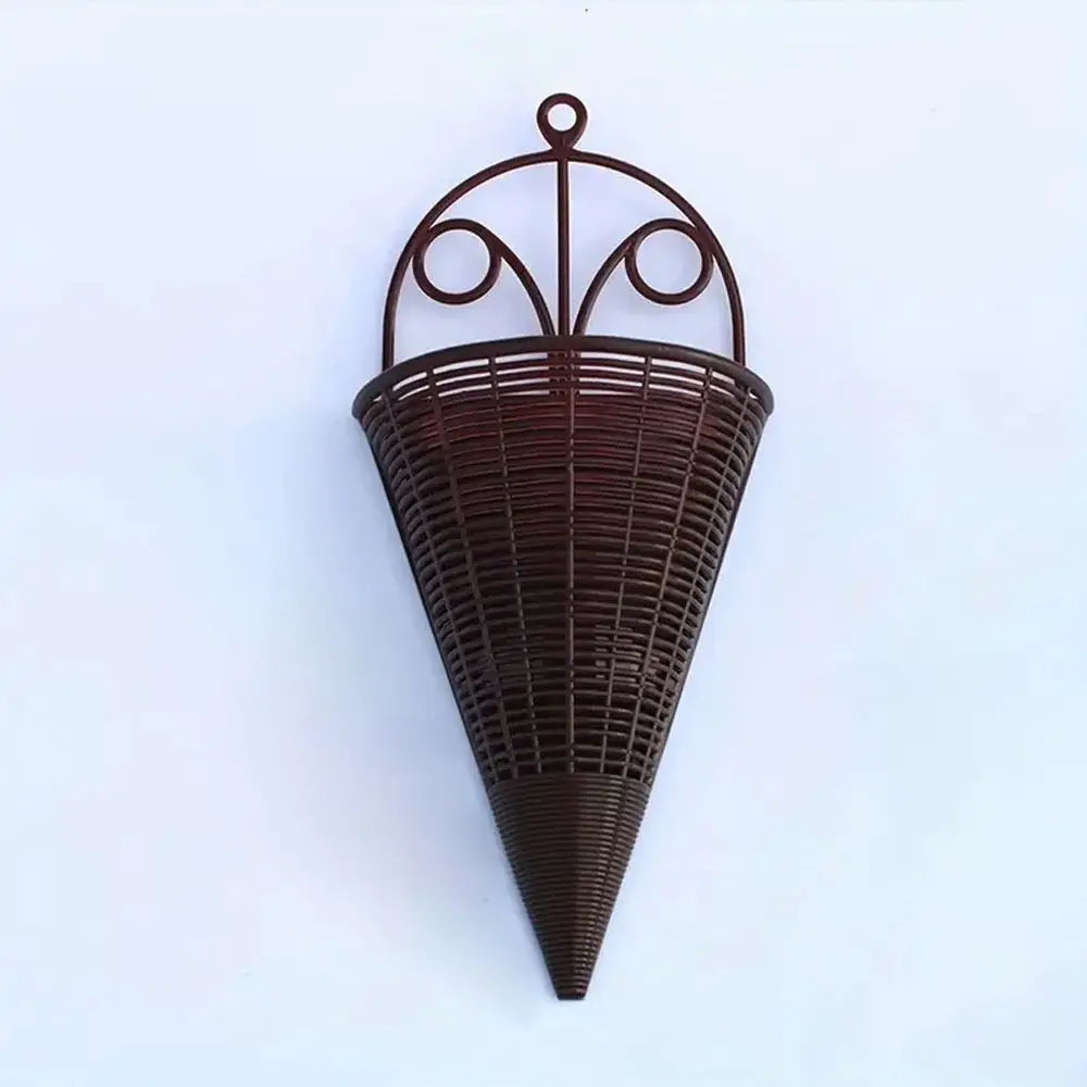 Fan-Shaped Hanging Flower Basket | Rattan-Style Wall Décor Hanging Flower Basket Nixie Light Grey
