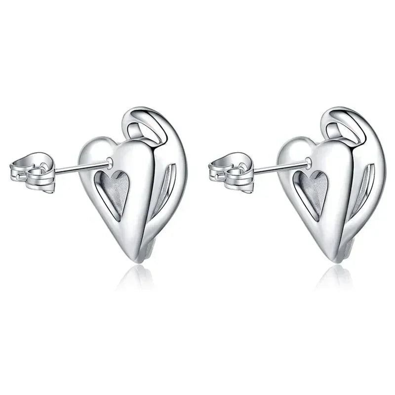 Blue Crystal Heart Stud Earrings | Women's Fashion Jewelry Fashion Stud Earrings Nixie