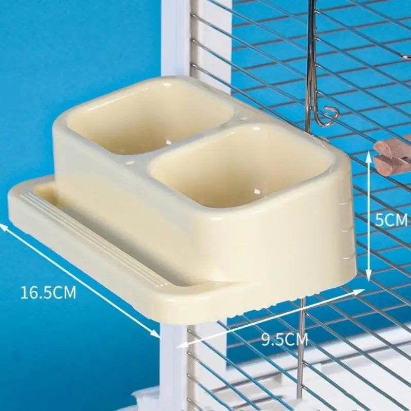 Parrot Double Bowl Hanging Bird Feeder – Splash-Proof Large Capacity