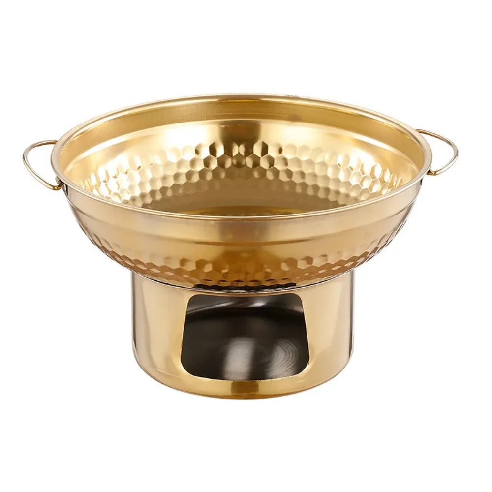 Stainless Steel Thai Tom Yum Hot Pot with Double Handles Hot Pot Cookware Nixie Gold 22cm